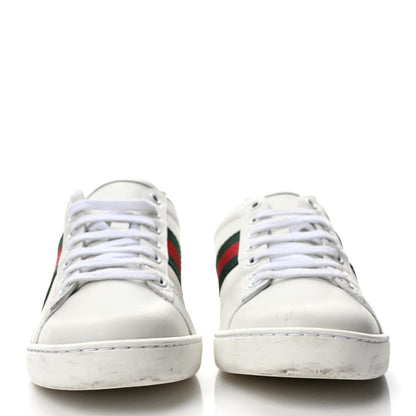 Gucci Calfskin Ayers Bee Embroidered Womens Ace Sneakers 37 White Green 2 of 9