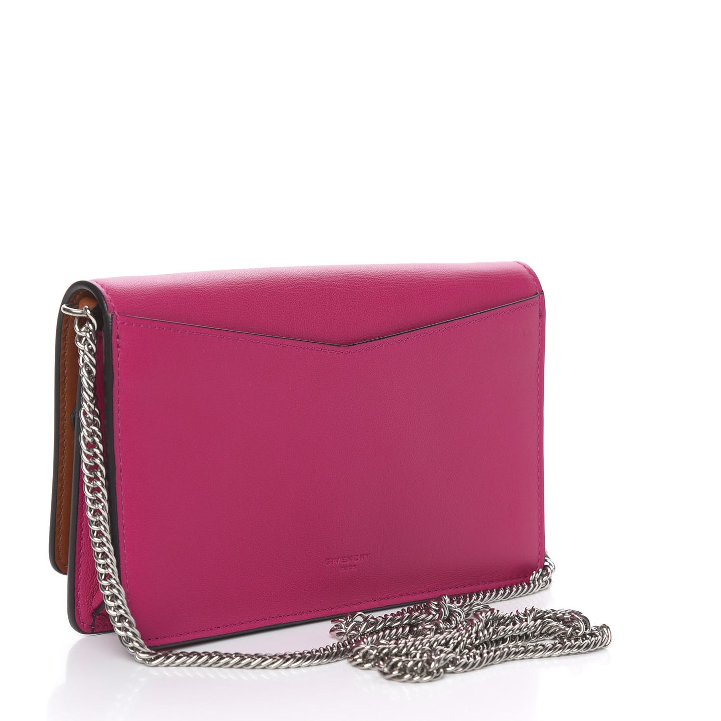 Lambskin Emblem Chain Wallet Cyclamen