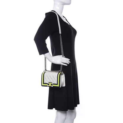 Chanel Canvas Quilted Small Fluo Boy Flap White Black Yellow 2 of 10