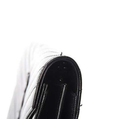 Saint Laurent Grain De Poudre Matelasse Chevron Monogram Chain Wallet Black 6 of 10