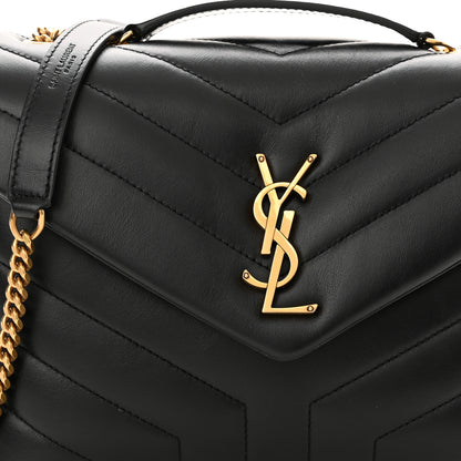Saint Laurent Calfskin Y Quilted Monogram Small Loulou Chain Satchel Black 9 of 12