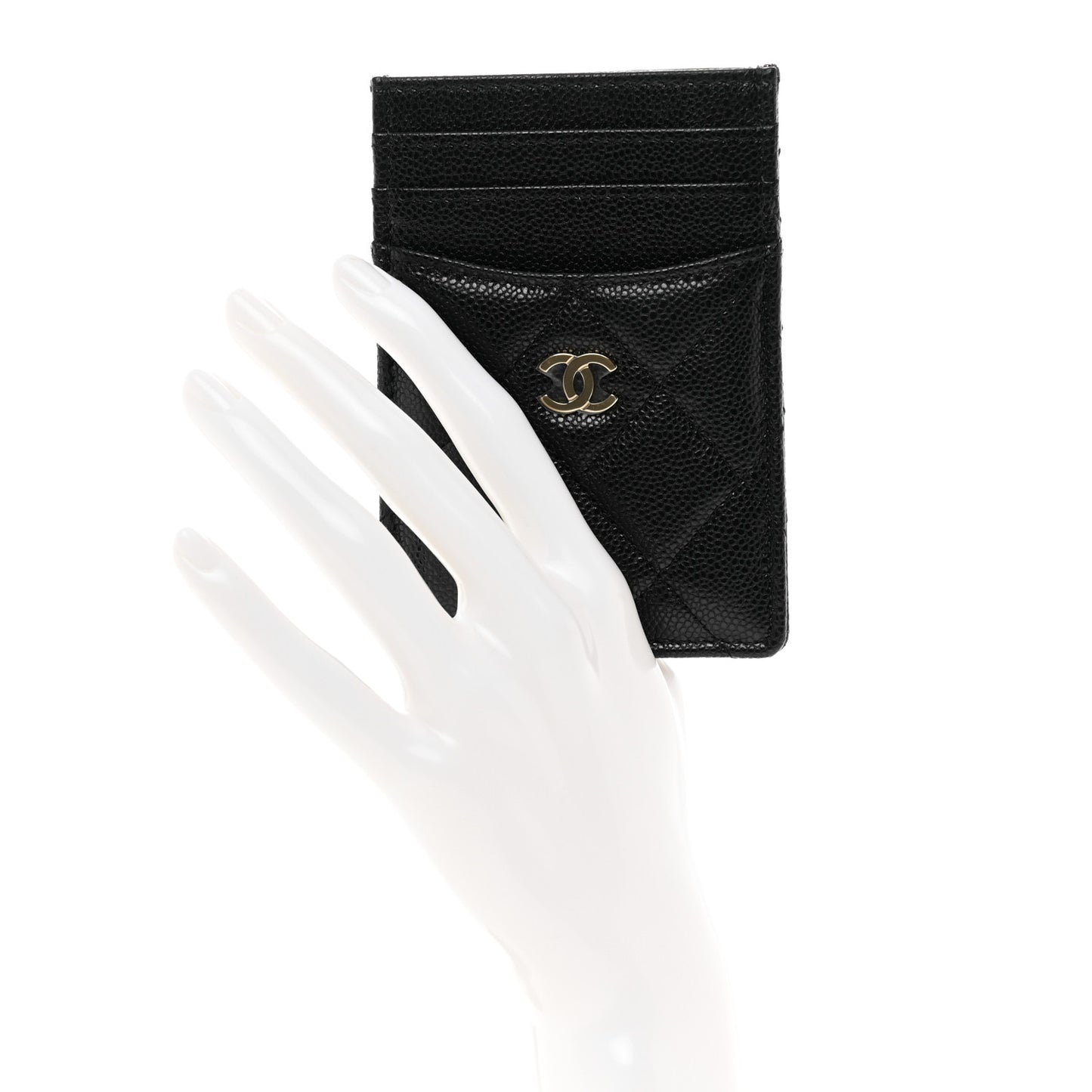 Caviar Quilted Card Holder Black
