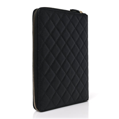 Chanel Caviar Quilted Zip Around Notebook Agenda Cover Black 3 of 6