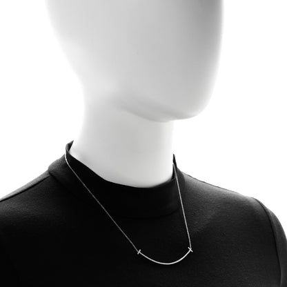 Tiffany 18K White Gold Diamond Large T Smile Pendant Necklace 2 of 7