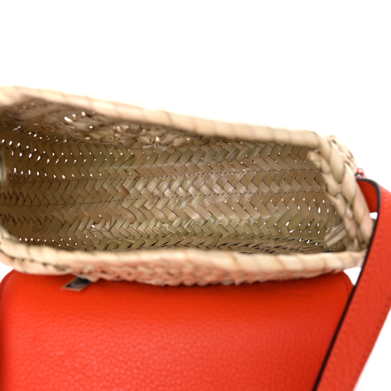 Chloe Raffia Calfskin Marcie Basket Small Marcie Round Crossbody Bag Orange Fizz 5 of 9