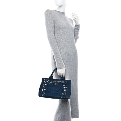 Prada Canapa Denim Crystal Studded Tote Avio 2 of 8