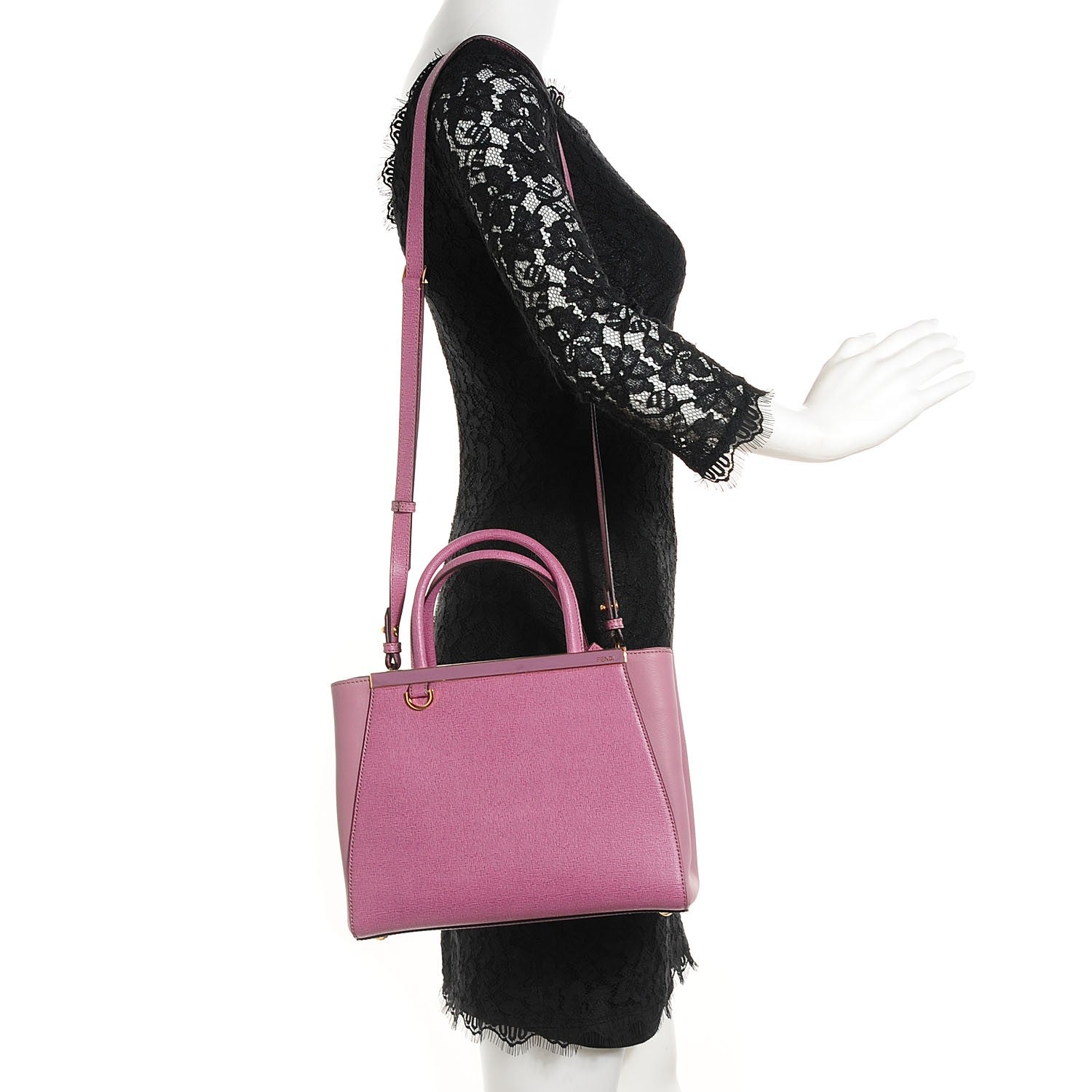 Fendi Vitello Elite Flamingo Petite 2Jours Tote Lilla Glicine 2 of 9