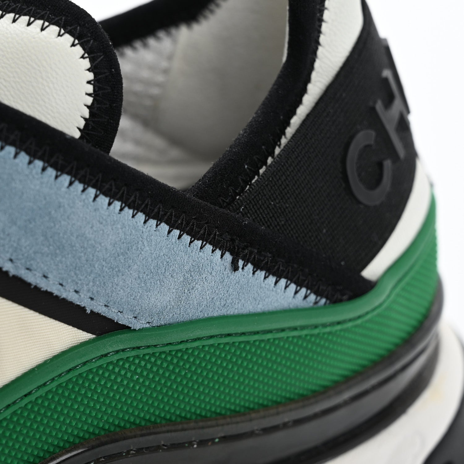 Chanel Suede Calfskin Mixed Fibers CC Sneakers 40 Ivory Green Light Blue 14 of 15