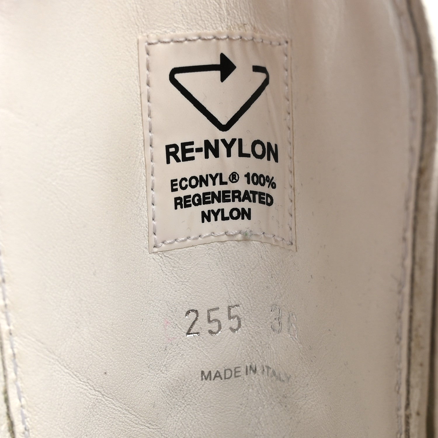 Prada Spazzolato Rois Re-Nylon Metal Triangle Logo Monolith Pouch Pocket 55mm Boots 36 White 10 of 16