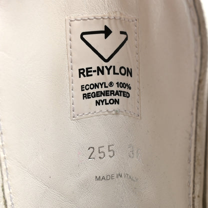 Prada Spazzolato Rois Re-Nylon Metal Triangle Logo Monolith Pouch Pocket 55mm Boots 36 White 10 of 16