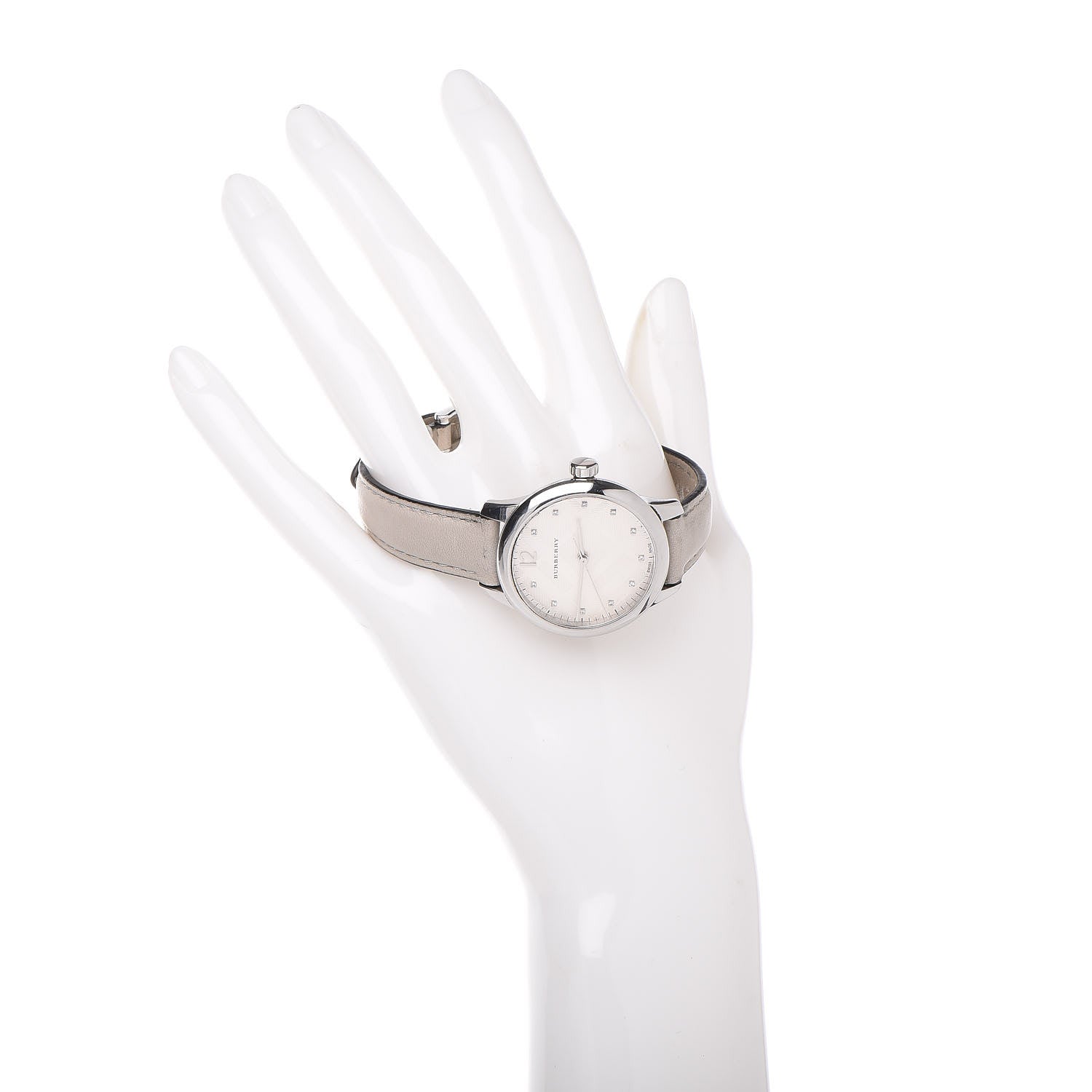 Burberry Stainless Steel Calfskin Diamond 32mm Classic Round Quartz Watch Taupe BU10105 2 of 8