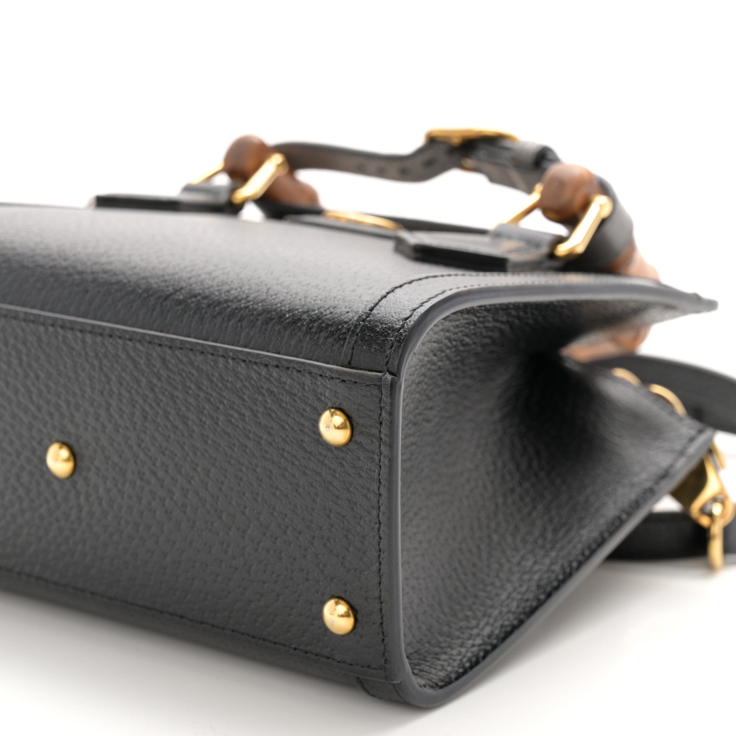 Gucci Textured Dollar Calfskin Web Mini Diana Tote Bag Black 10 of 10