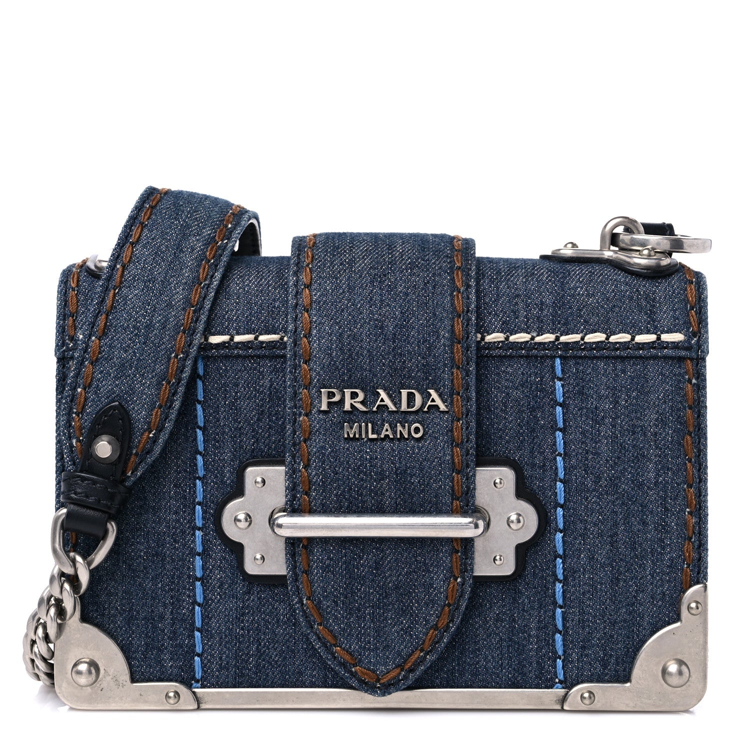 Prada Denim Small Cahier Bag Blue 1 of 10