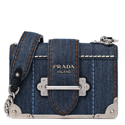 Prada Denim Small Cahier Bag Blue 1 of 10