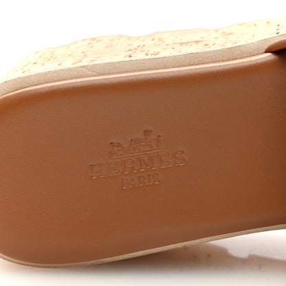 Hermes Calfskin Cork Eze 30 Sandals 38 Marron Glaise 8 of 10