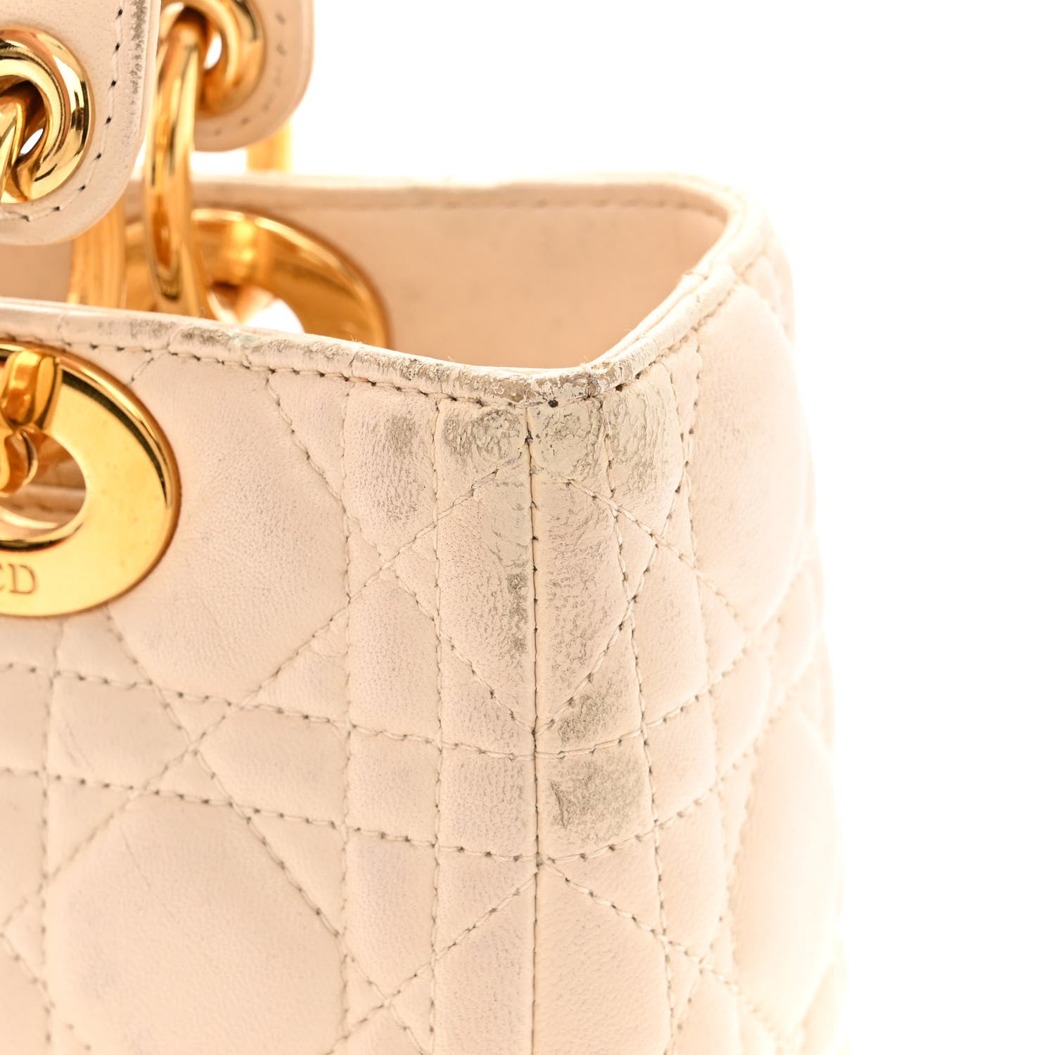 Christian Dior Lambskin Cannage Medium Lady Dior Beige 16 of 22
