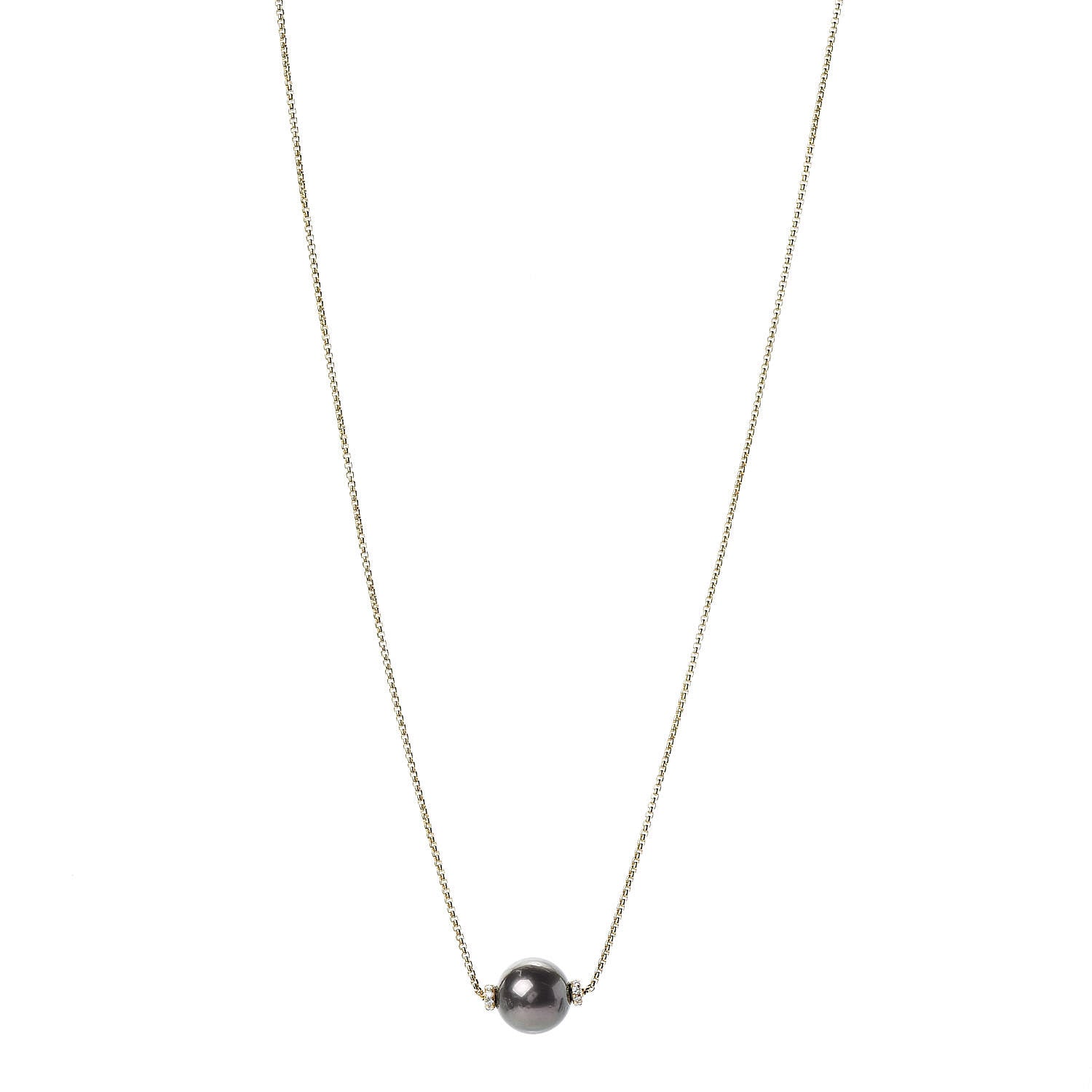 David Yurman 18K Yellow Gold Diamond Tahitian Pearl 12mm Solari Pendant Necklace 1 of 5