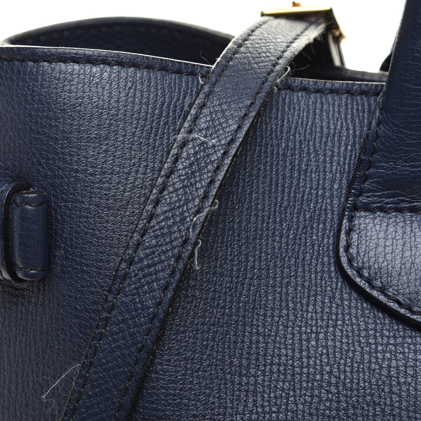 Grainy Calfskin House Check Large Banner Tote Ink Blue
