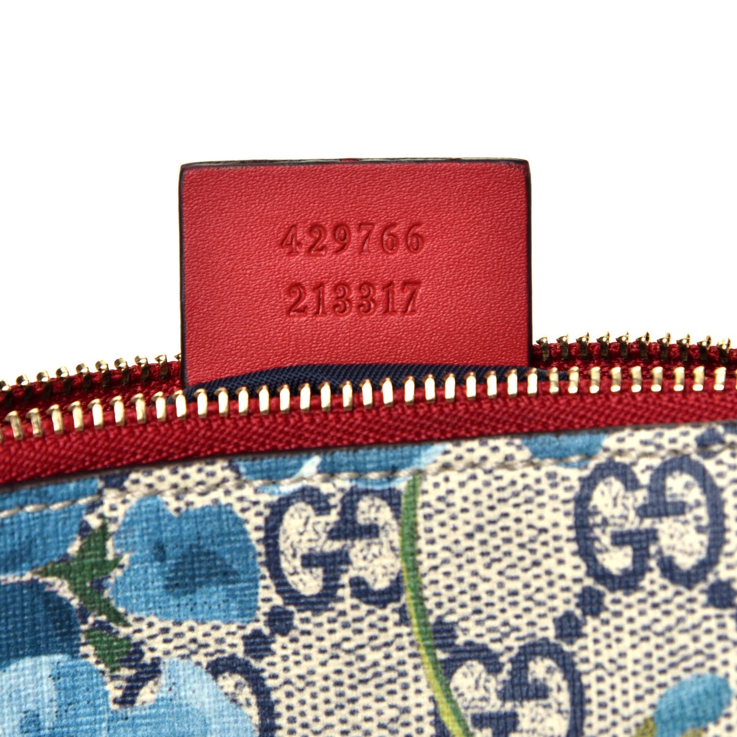 GG Supreme Monogram Blooms Mini Chain Bag Beige Blue Navy Hibiscus Red
