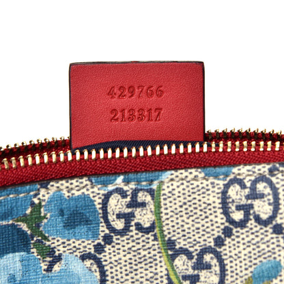 Gucci GG Supreme Monogram Blooms Mini Chain Bag Beige Blue Navy Hibiscus Red 7 of 9