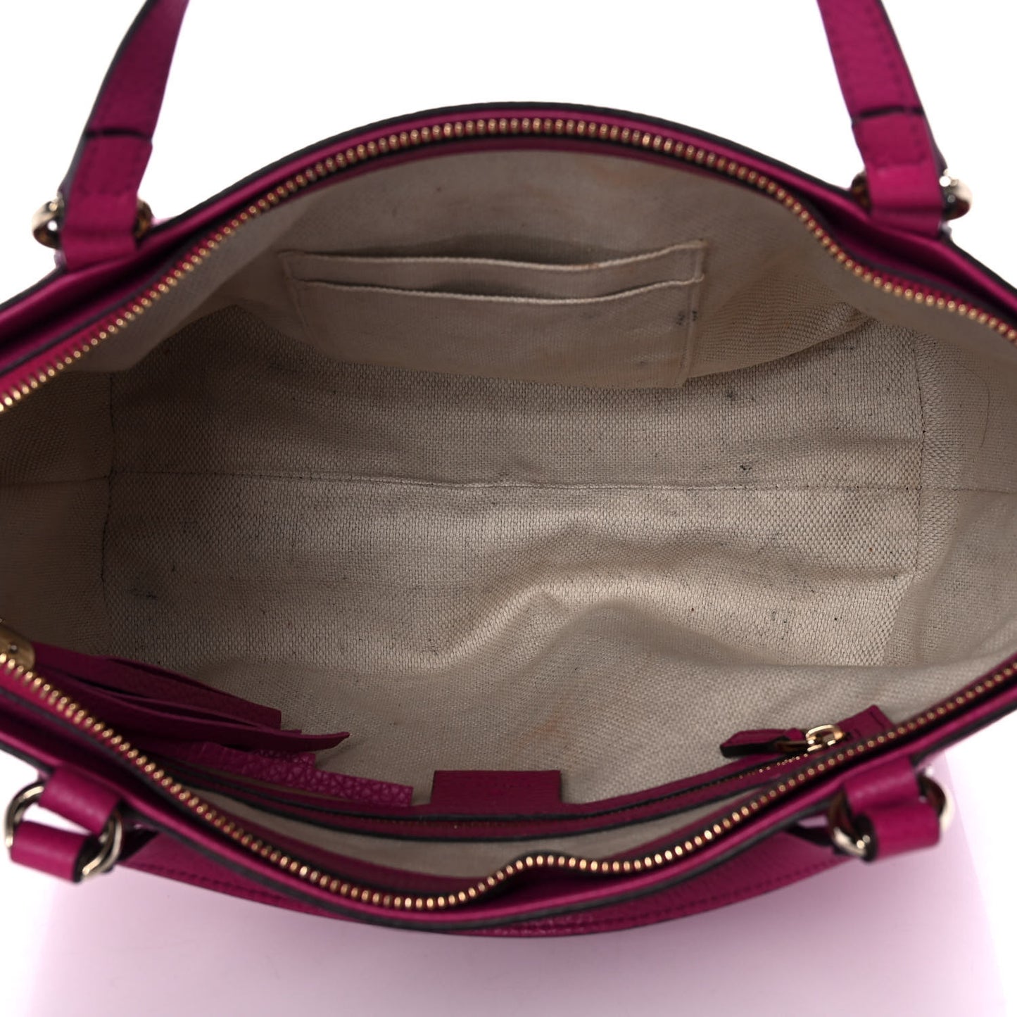 Pebbled Calfskin Small Soho Top Handle Bag Bright Bougainvillea
