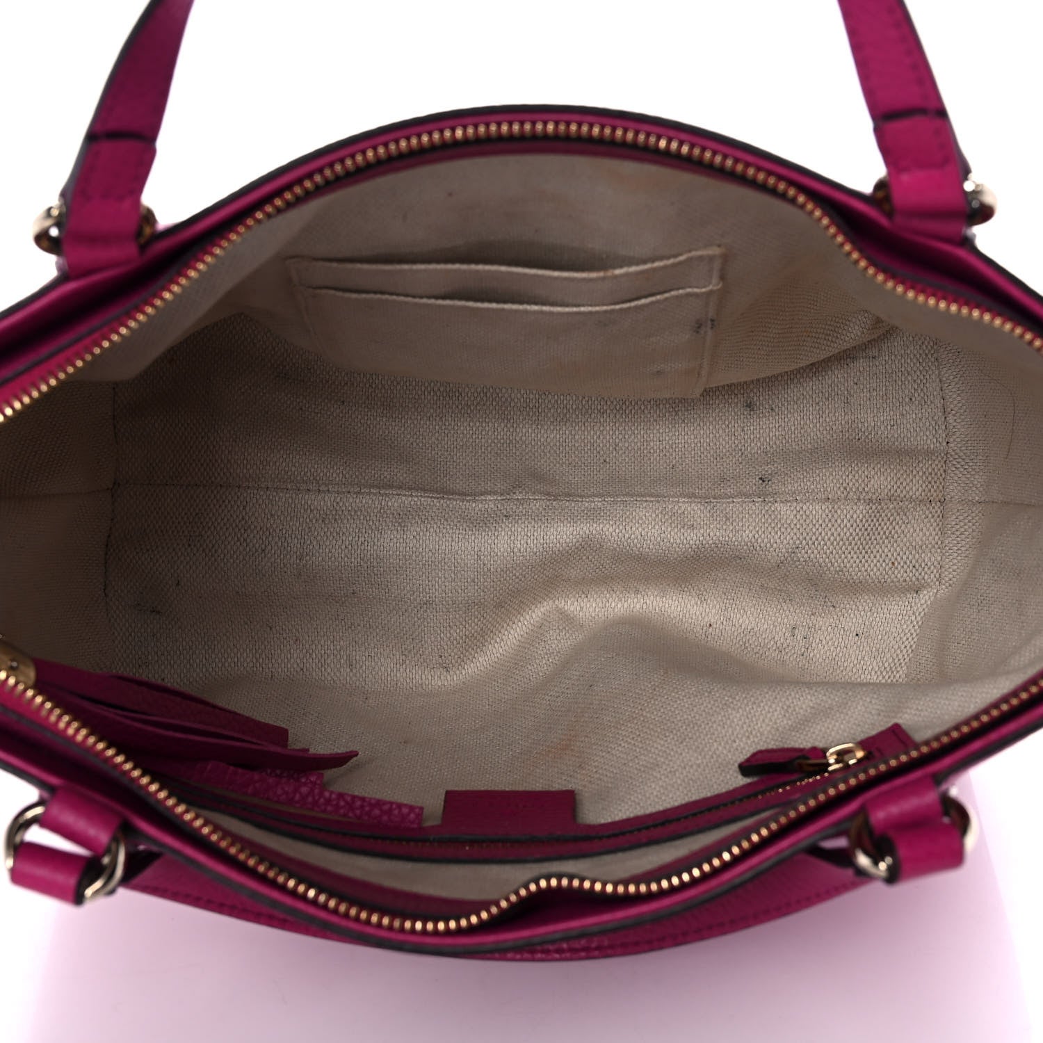 Gucci Pebbled Calfskin Small Soho Top Handle Bag Bright Bougainvillea 4 of 10
