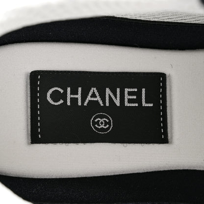 Chanel Mesh Suede Grained Calfskin Womens CC Sneakers 39 Black White 7 of 9