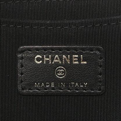 Chanel Shiny Crumpled Sheepskin Shearling CC Mania Zip Pouch Black Beige 6 of 9