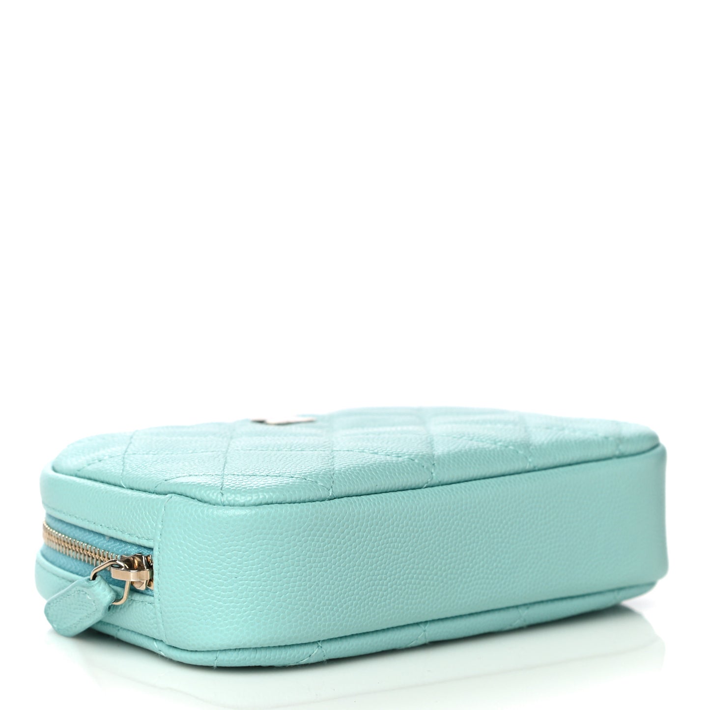 Caviar Quilted Small Curvy Pouch Cosmetic Case Light Blue