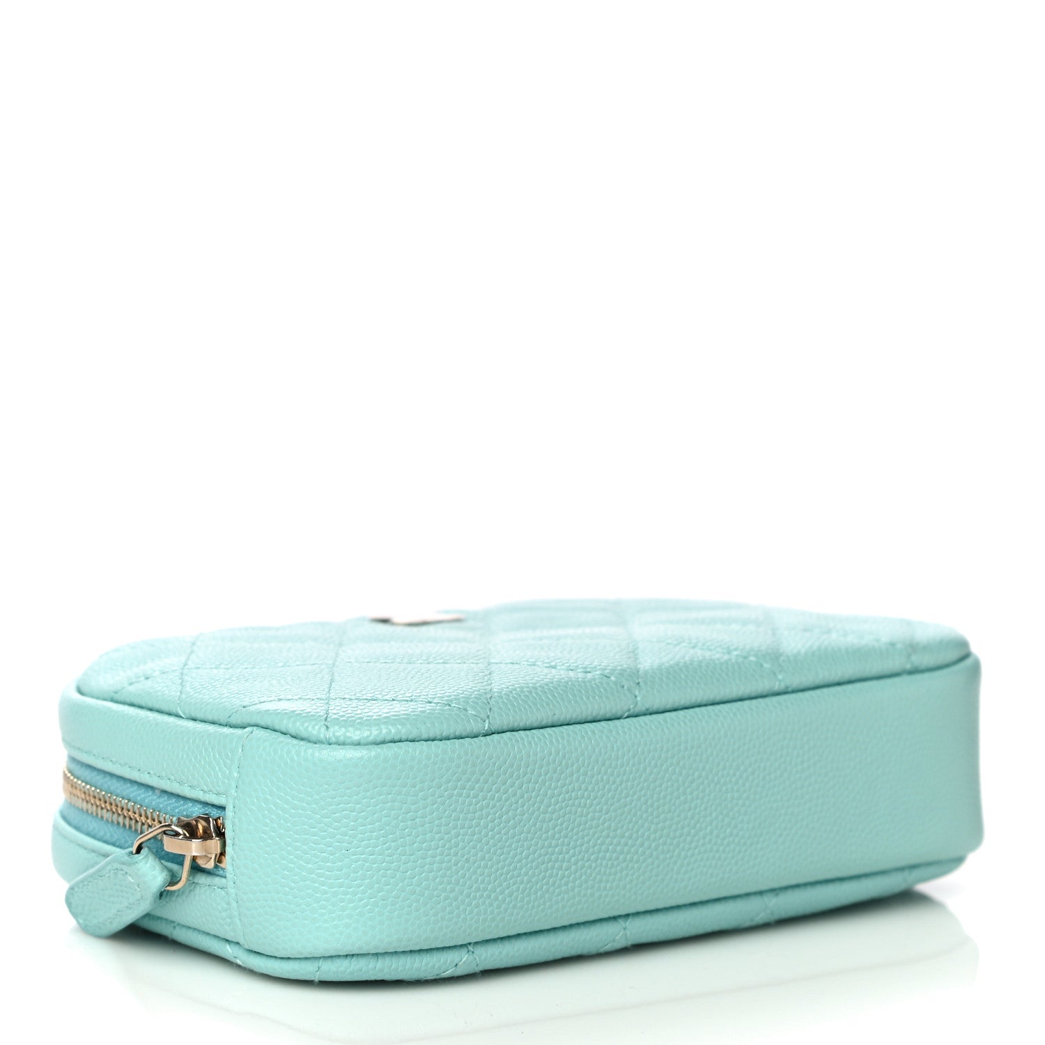 Chanel Caviar Quilted Small Curvy Pouch Cosmetic Case Light Blue 4 of 11