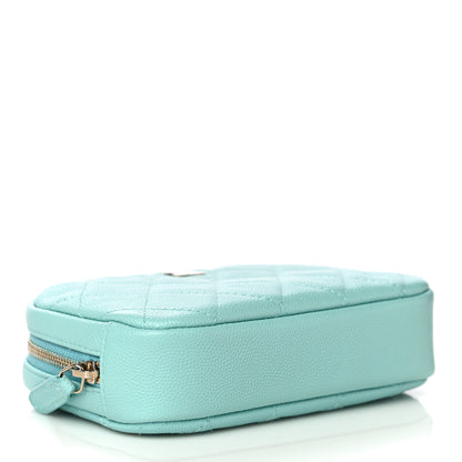 Chanel Caviar Quilted Small Curvy Pouch Cosmetic Case Light Blue 4 of 11