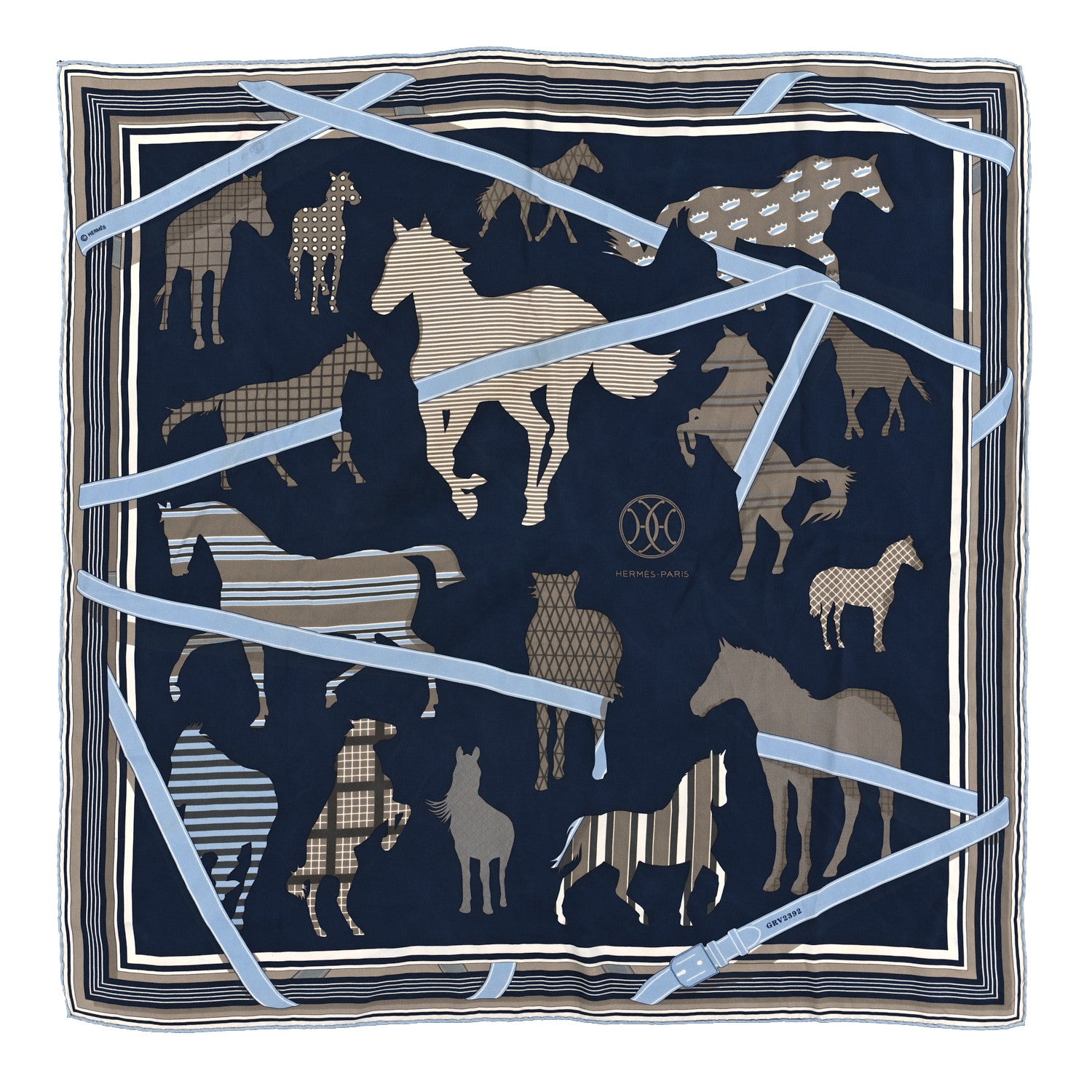 Hermes Silk Cotton Clan Equestre Scarf 70 1 of 3