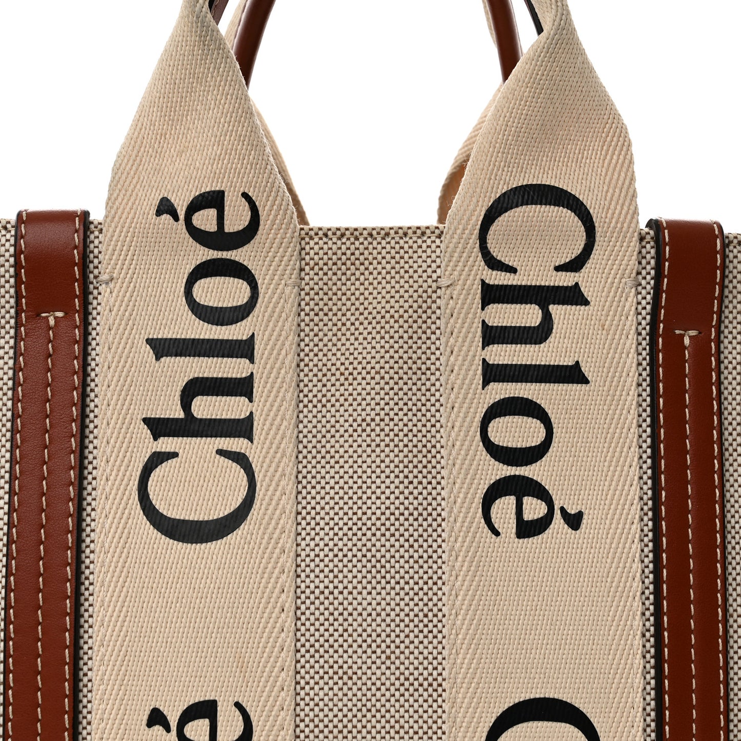 Cotton Calfskin Small Woody Ribbon Tote With Strap White Brown