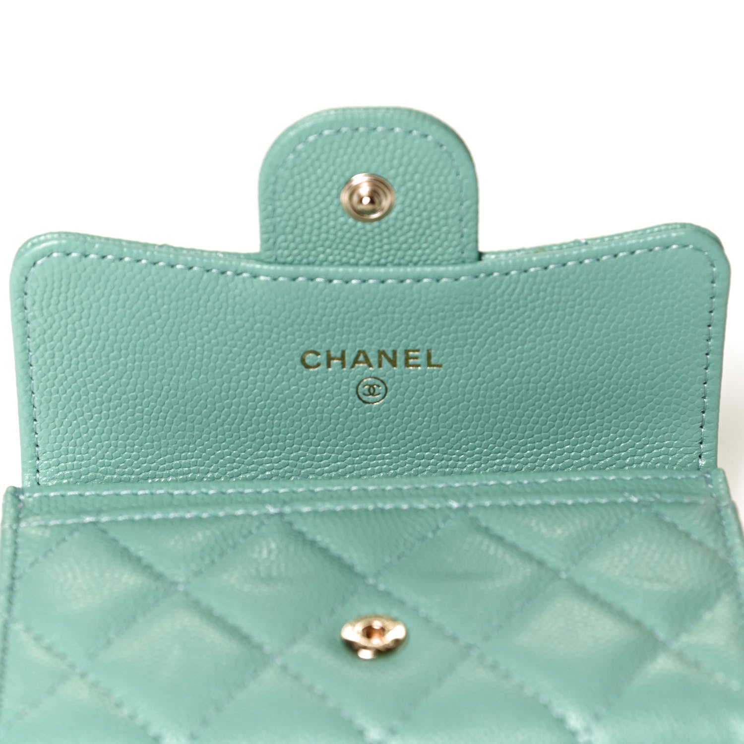 Chanel Caviar Quilted Flap Card Holder Wallet Light Blue 6 of 7