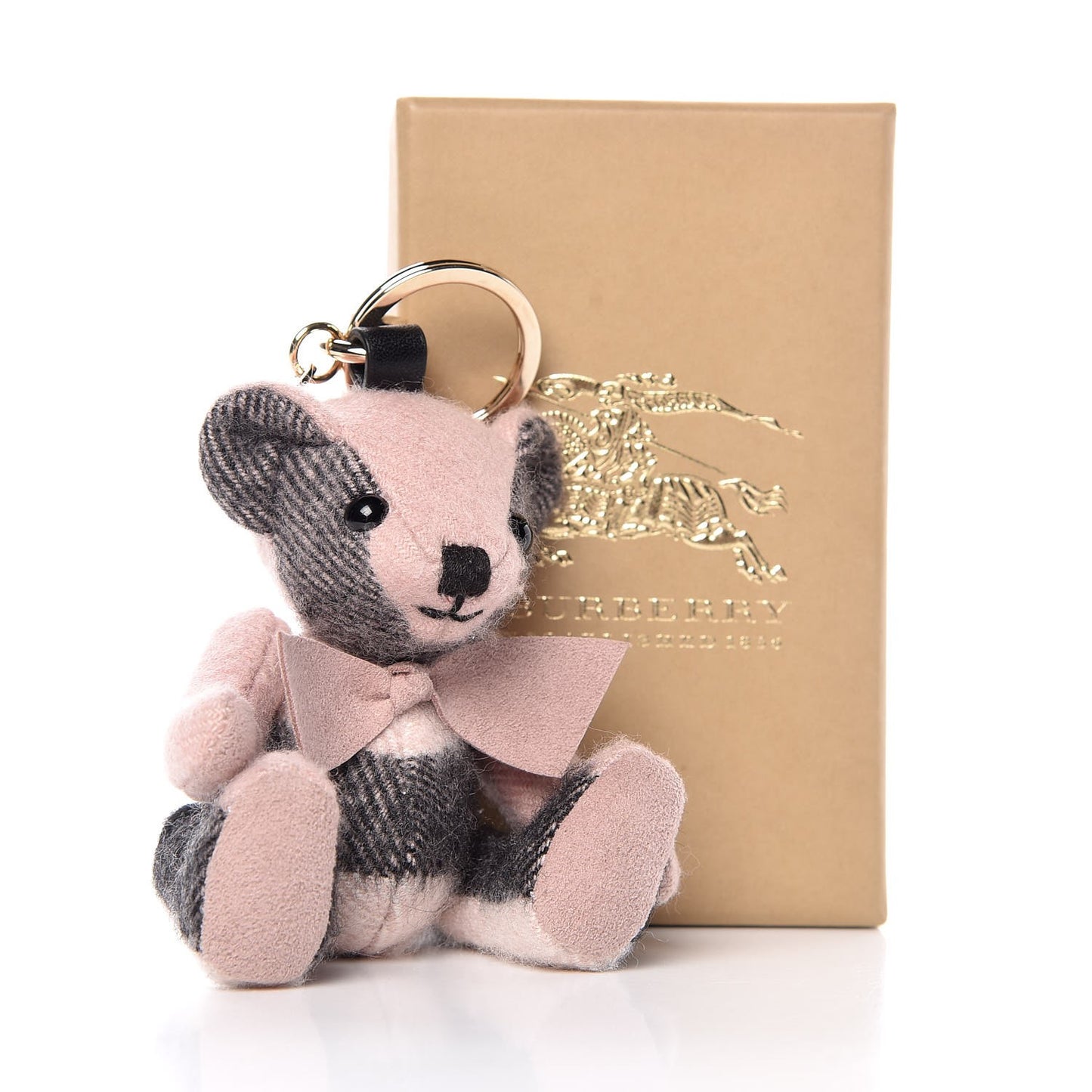 Cashmere Check Thomas Bear Keychain Charm Ash Rose