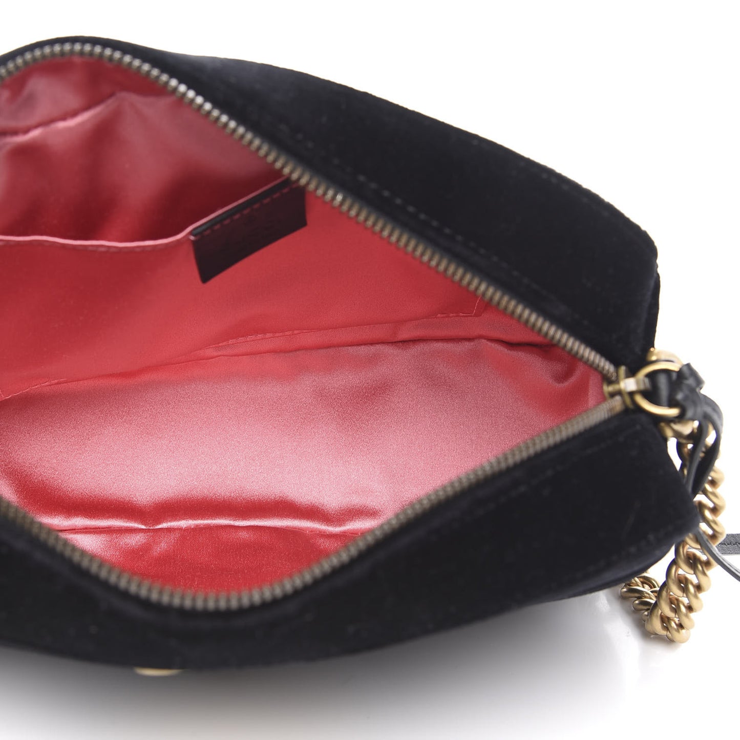 Velvet Matelasse Small GG Marmont Chain Shoulder Bag Black