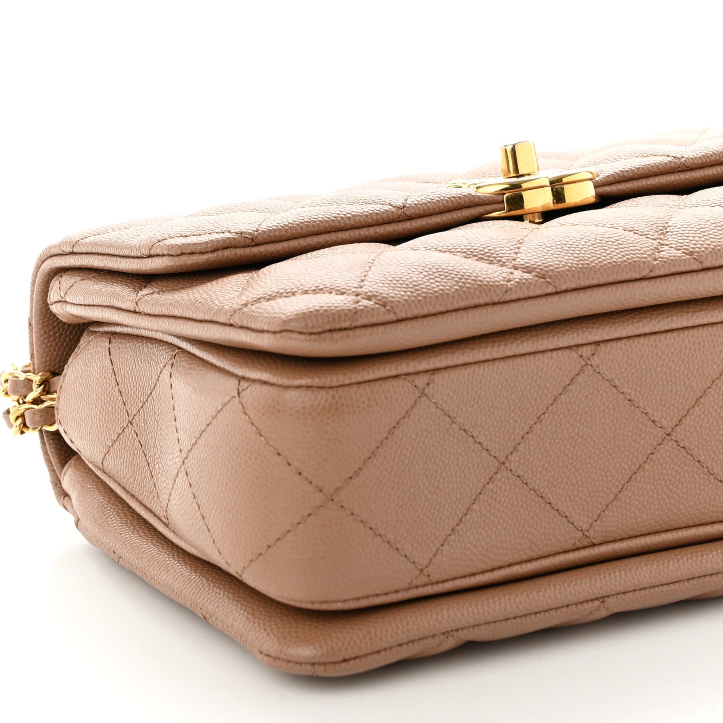 Caviar Quilted Mini Coco First Flap Beige