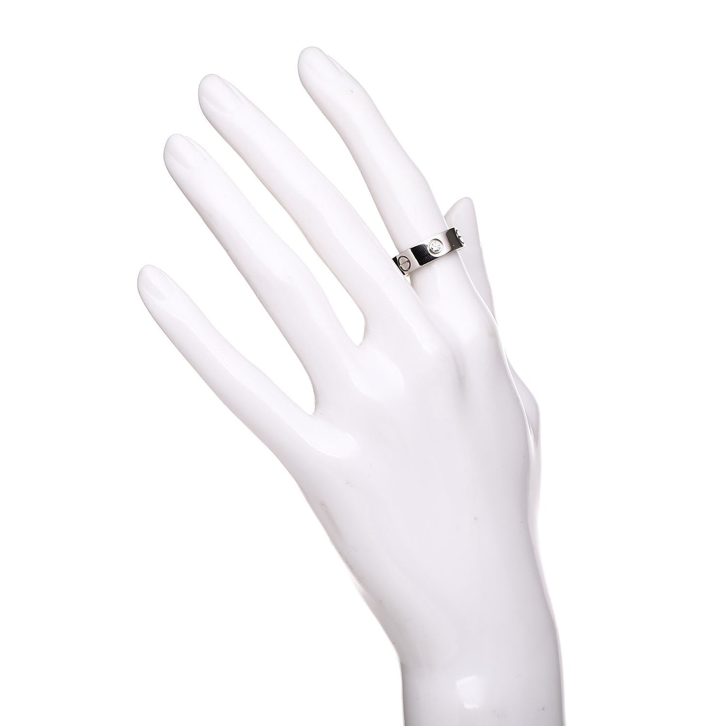 18K White Gold 3 Diamond 5.5mm LOVE Ring 48 4.5