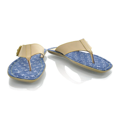 Louis Vuitton Vachetta Denim Monogram Thong Sandals 41 1 of 6