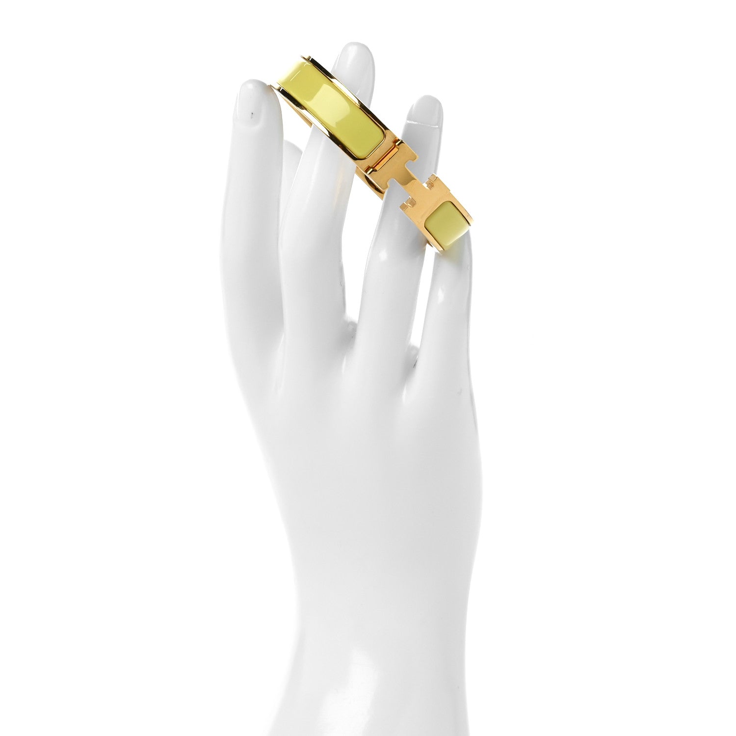 Hermes Enamel Narrow Clic Clac H Bracelet PM Jaune Citron 2 of 5