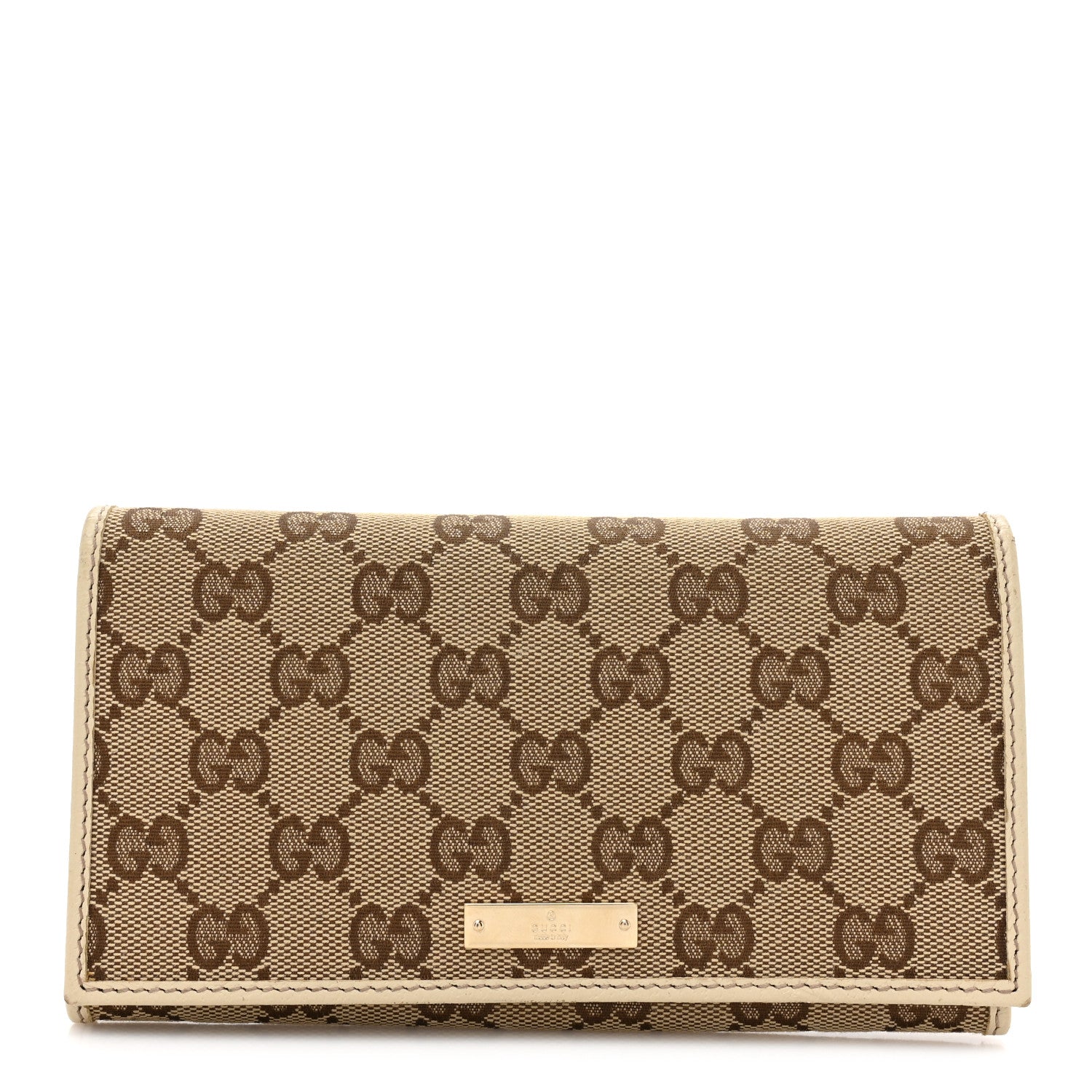 Gucci Monogram Metal Bar Continental Flap Wallet Off White 1 of 18