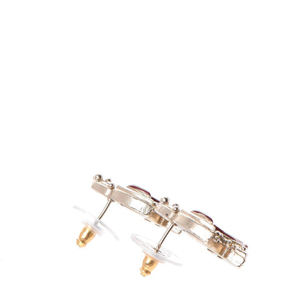 Chanel Enamel Gripoix Poured Glass CC Earrings Gold 4 of 6