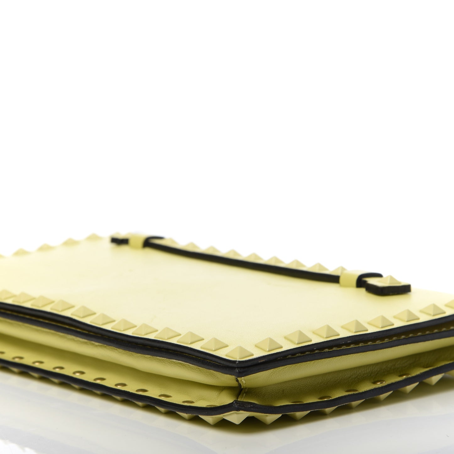 Nappa Monochrome Rockstud Wristlet Clutch Soft Yellow
