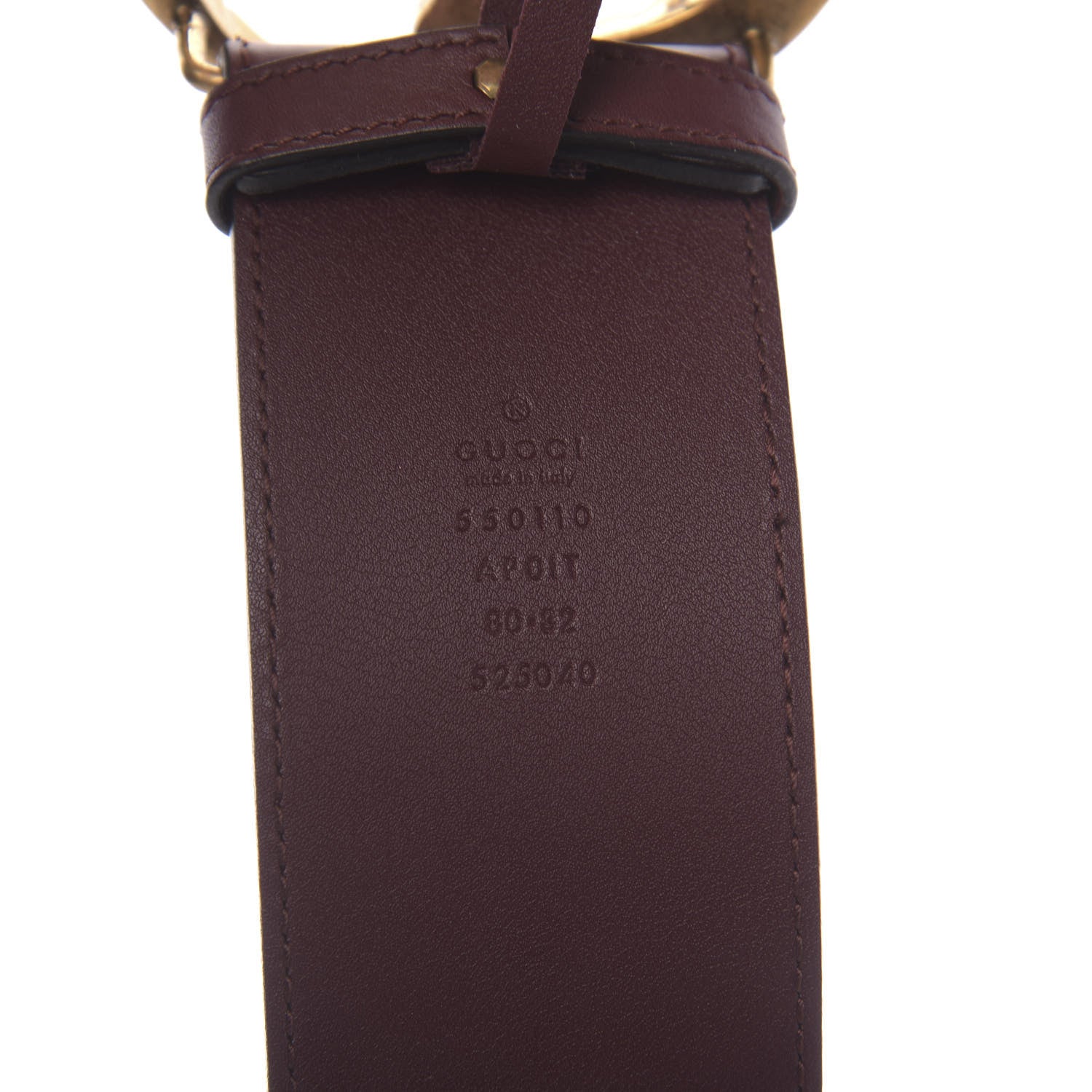Gucci Calfskin Crystal Double G 55mm Belt 80 32 Burgundy 3 of 5
