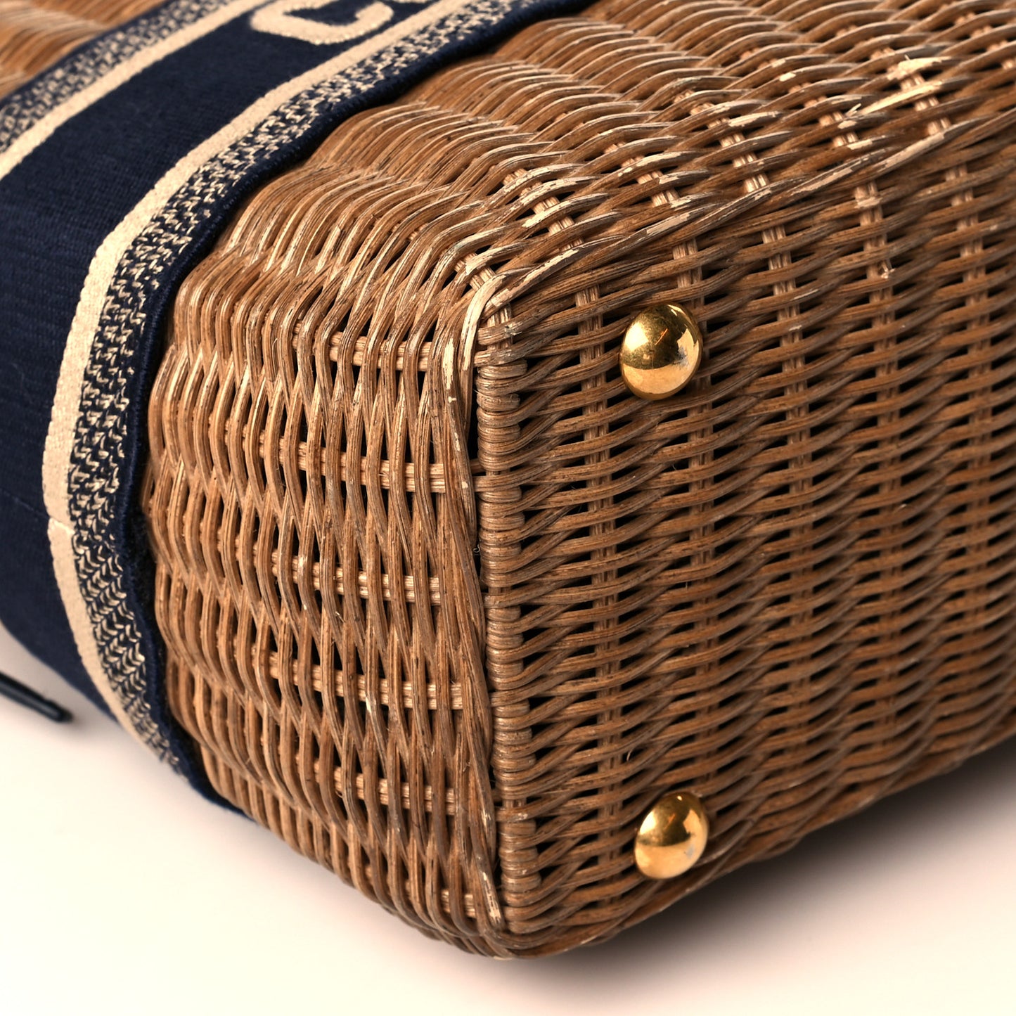 Wicker Oblique Basket Bag Blue