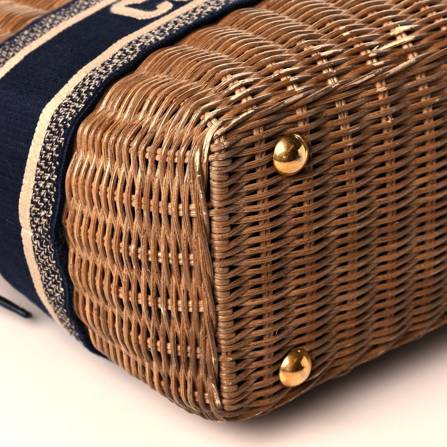 Christian Dior Wicker Oblique Basket Bag Blue 8 of 11