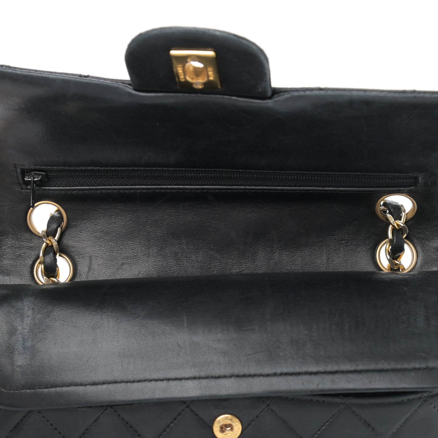 Lambskin Quilted Small Double Flap Black
