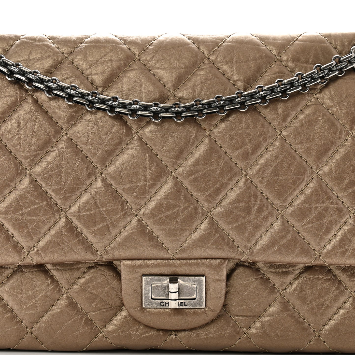 Metallic Aged Calfskin Quilted 2.55 Reissue 226 Flap Dark Gold