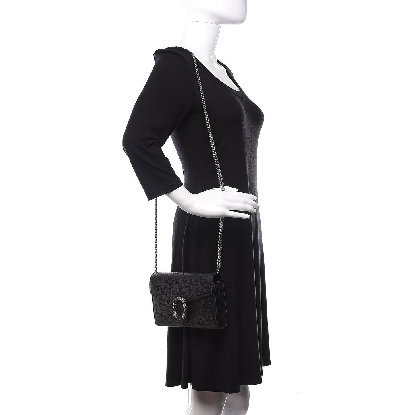 Calfskin Mini Dionysus Chain Wallet Black