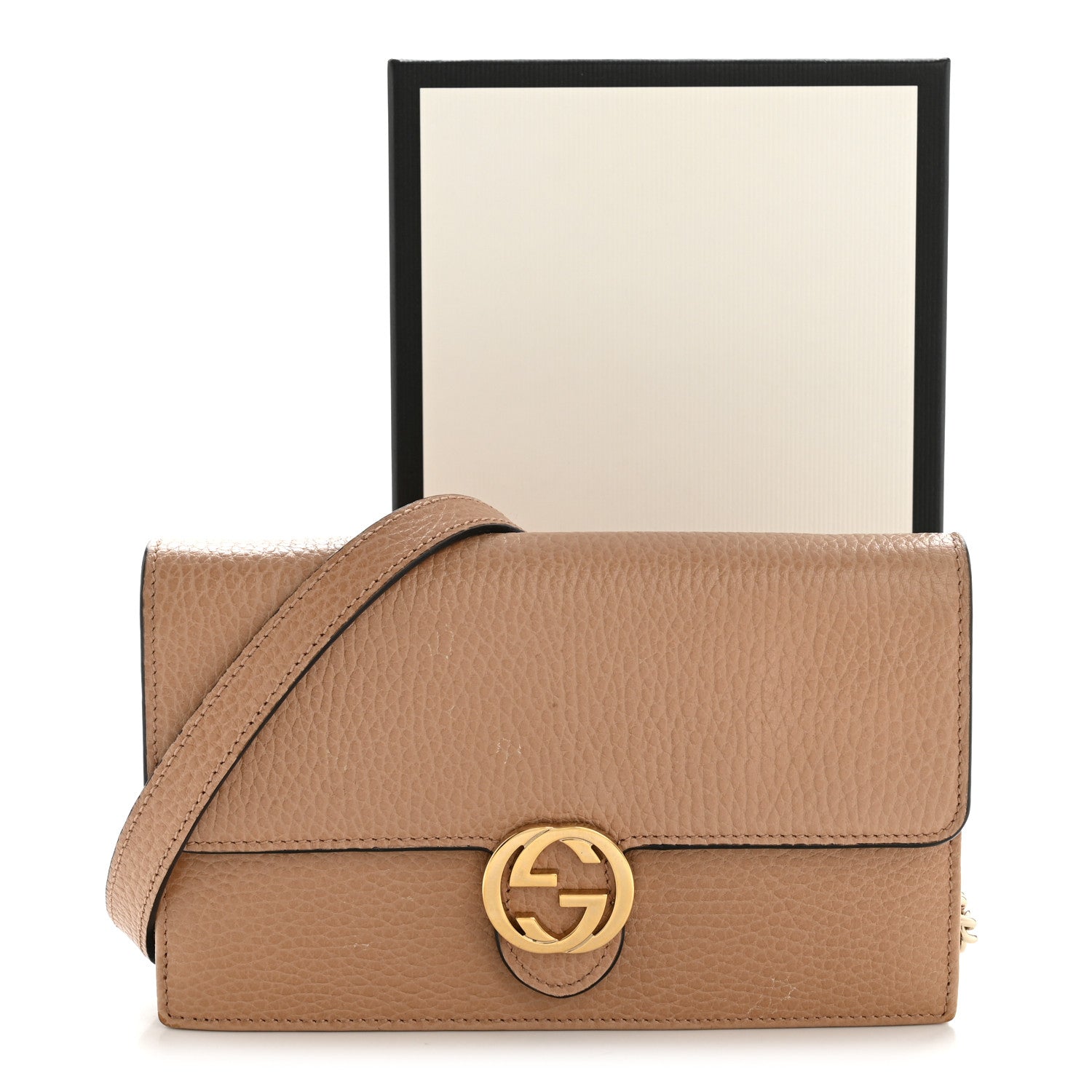 Gucci Dollar Calfskin Interlocking G Chain Wallet Camelia 14 of 14